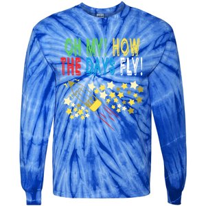 Oh My! How The Days Fly! 100th Day Of School Gift Tie-Dye Long Sleeve Shirt