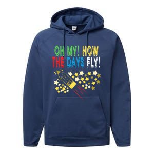 Oh My! How The Days Fly! 100th Day Of School Gift Performance Fleece Hoodie