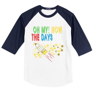 Oh My! How The Days Fly! 100th Day Of School Gift Baseball Sleeve Shirt