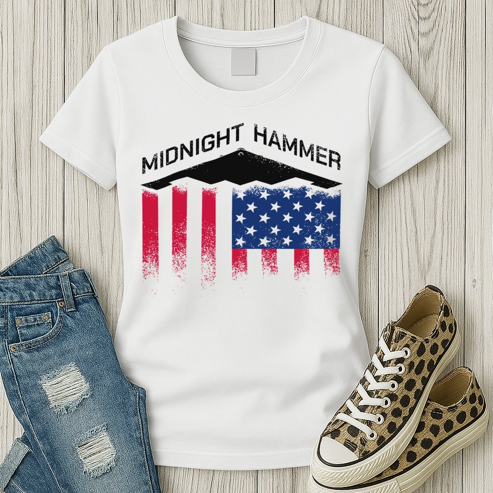 Operation Midnight Hammer American Flag B-2 Womens T-Shirt
