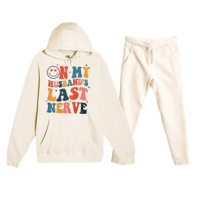 On My Husband's Last Nerve (On back) Funny Premium Hooded Sweatsuit Set