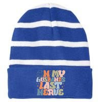 On My Husband's Last Nerve Wife Life Husband Striped Beanie with Solid Band