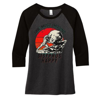 One Must Imagine Sisyphus Happy Cool Sisyphus Meme Women's Tri-Blend 3/4-Sleeve Raglan Shirt