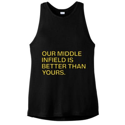 Our Middle Infield Is Better Than Yours Ladies PosiCharge Tri-Blend Wicking Tank