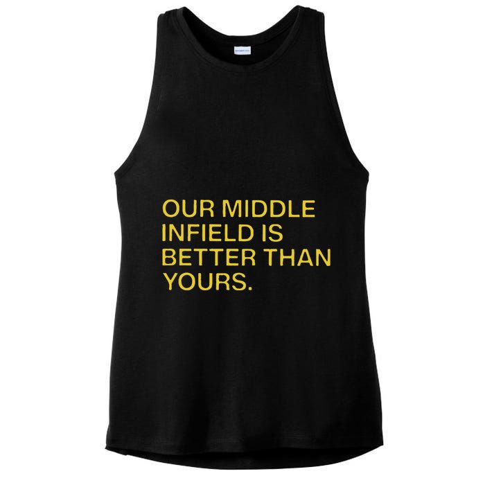 Our Middle Infield Is Better Than Yours Ladies PosiCharge Tri-Blend Wicking Tank