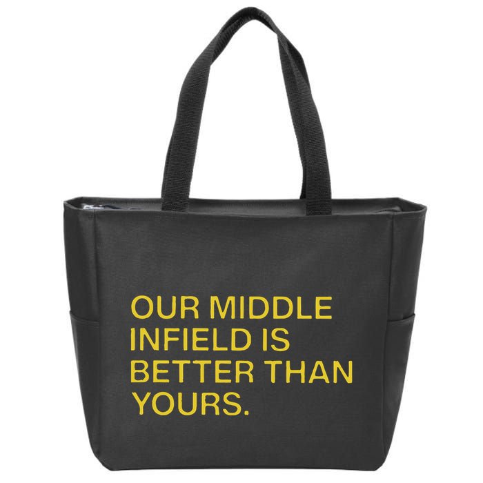 Our Middle Infield Is Better Than Yours Zip Tote Bag