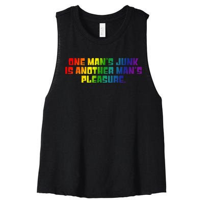 One ManS Junk Is Another ManS Pleasure Lgbt Rainbow Women's Racerback Cropped Tank