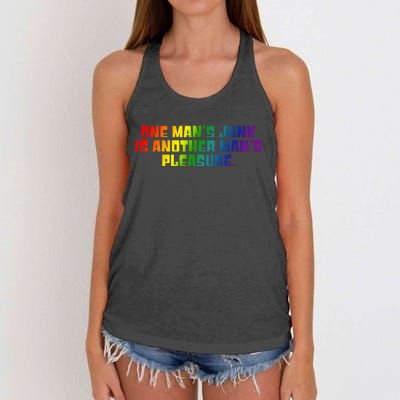 One ManS Junk Is Another ManS Pleasure Lgbt Rainbow Women's Knotted Racerback Tank