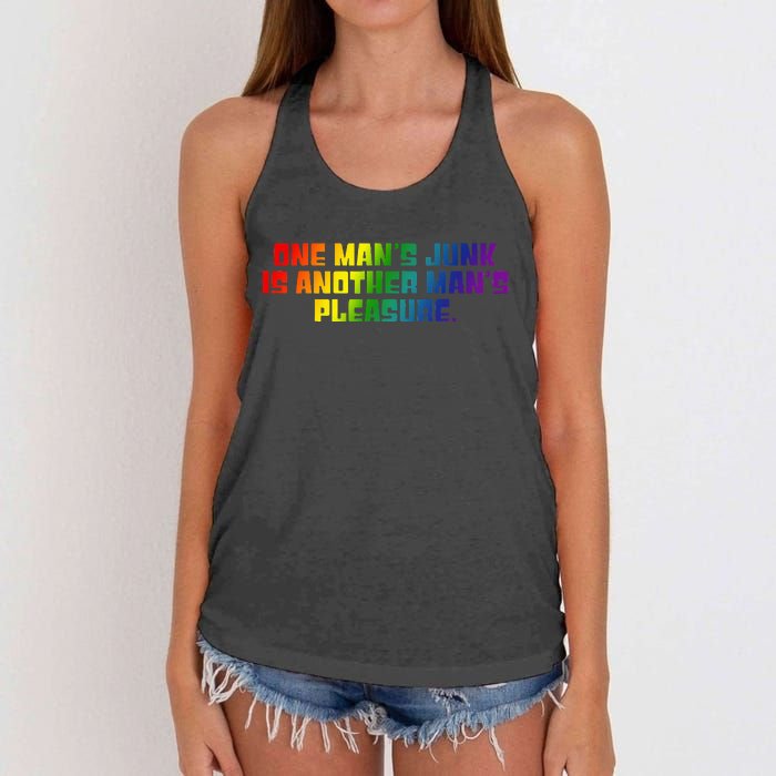 One ManS Junk Is Another ManS Pleasure Lgbt Rainbow Women's Knotted Racerback Tank