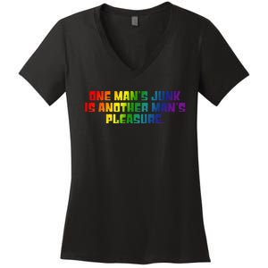 One ManS Junk Is Another ManS Pleasure Lgbt Rainbow Women's V-Neck T-Shirt