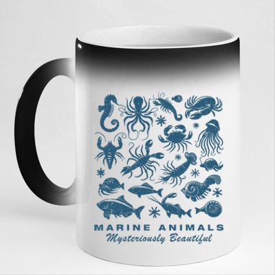 Ocean Marine Life Collection Sea Life Lover 11oz Black Color Changing Mug