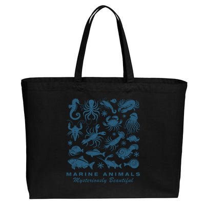 Ocean Marine Life Collection Sea Life Lover Cotton Canvas Jumbo Tote