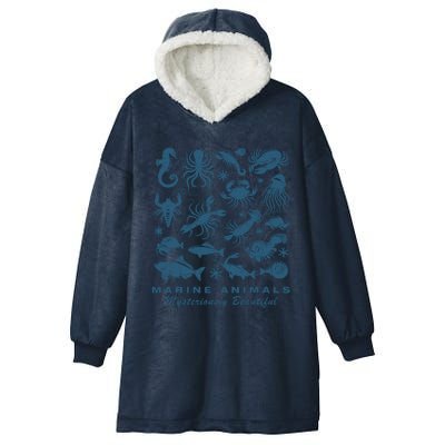 Ocean Marine Life Collection Sea Life Lover Hooded Wearable Blanket