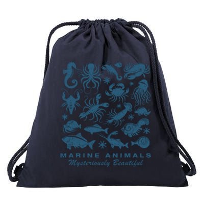 Ocean Marine Life Collection Sea Life Lover Drawstring Bag