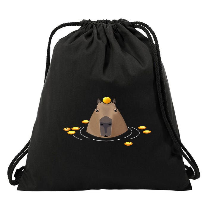 Oranges Meme Lover Capybara Drawstring Bag