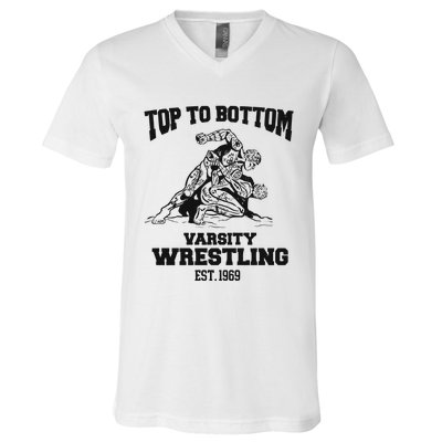 Oat Milk Lady Store Top To Bottom Varsity Wrestling V-Neck T-Shirt