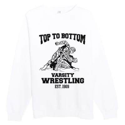 Oat Milk Lady Store Top To Bottom Varsity Wrestling Premium Crewneck Sweatshirt