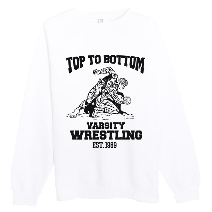 Oat Milk Lady Store Top To Bottom Varsity Wrestling Premium Crewneck Sweatshirt