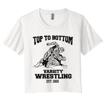 Oat Milk Lady Store Top To Bottom Varsity Wrestling Women's Crop Top Tee