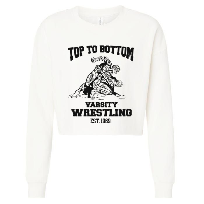 Oat Milk Lady Store Top To Bottom Varsity Wrestling Cropped Pullover Crew