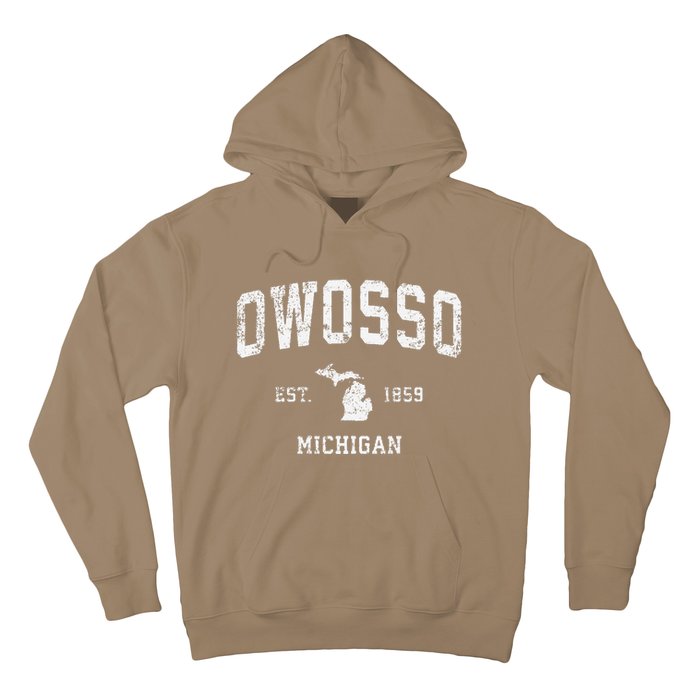 Owosso Michigan Mi Vintage Athletic Sports Hoodie