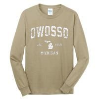 Owosso Michigan Mi Vintage Athletic Sports Tall Long Sleeve T-Shirt