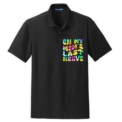 On My Moms Last Nerve Retro Groovy Watercolor Dry Zone Grid Polo