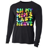 On My Moms Last Nerve Retro Groovy Watercolor Cooling Performance Long Sleeve Crew