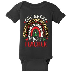 One Merry Music Teacher Funny Rainbow Christmas Musician Baby Bodysuit