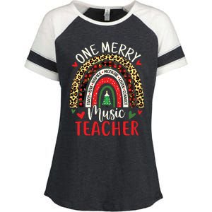 One Merry Music Teacher Funny Rainbow Christmas Musician Enza Ladies Jersey Colorblock Tee