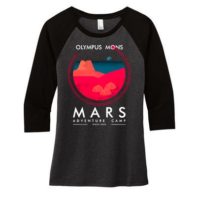 Olympus Mons Mars Adventure Camp Women's Tri-Blend 3/4-Sleeve Raglan Shirt