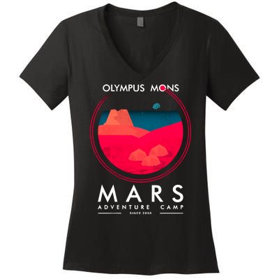 Olympus Mons Mars Adventure Camp Women's V-Neck T-Shirt