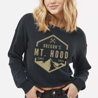Oregon Mountain Mt. Hood Cropped Pullover Crew