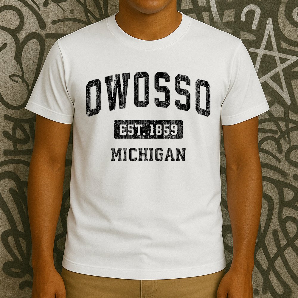 Owosso Michigan Mi Vintage Sports Established Design T-Shirt