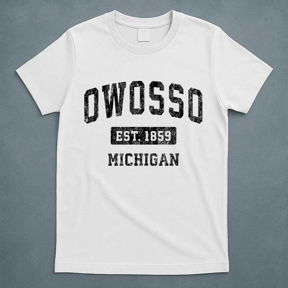 Owosso Michigan Mi Vintage Sports Established Design T-Shirt