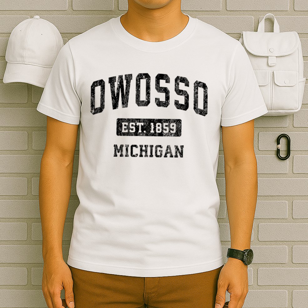 Owosso Michigan Mi Vintage Sports Established Design T-Shirt