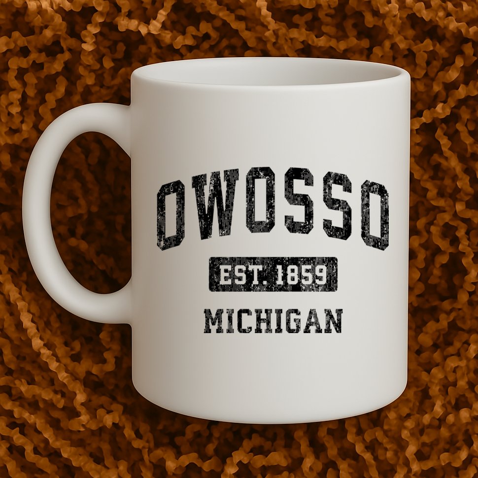 Owosso Michigan Mi Vintage Sports Established Design Mug
