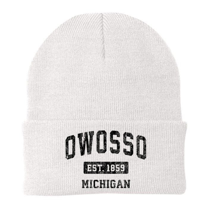 Owosso Michigan Mi Vintage Sports Established Design Knit Cap Winter Beanie