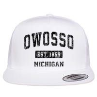 Owosso Michigan Mi Vintage Sports Established Design Flat Bill Trucker Hat