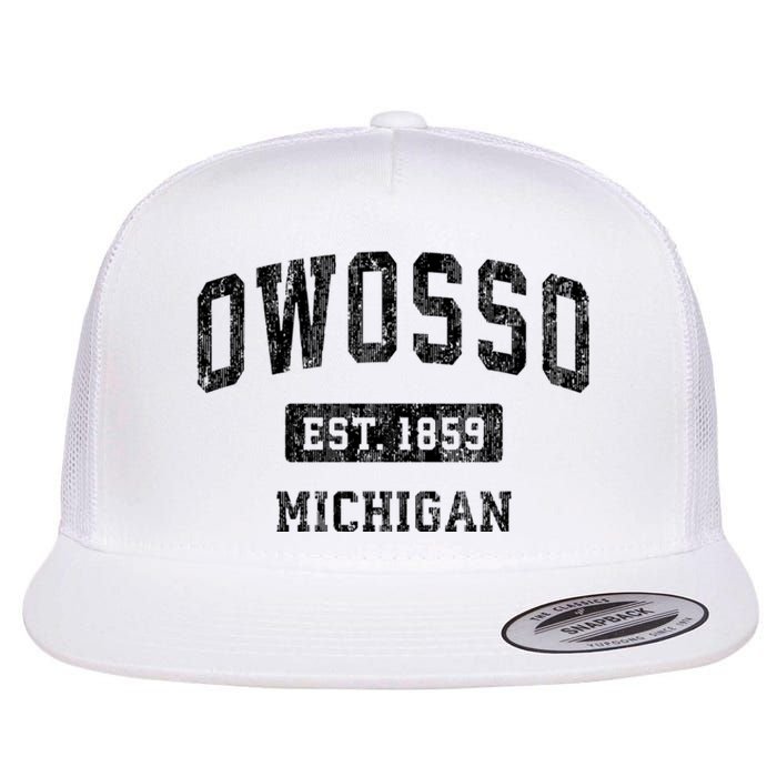 Owosso Michigan Mi Vintage Sports Established Design Flat Bill Trucker Hat