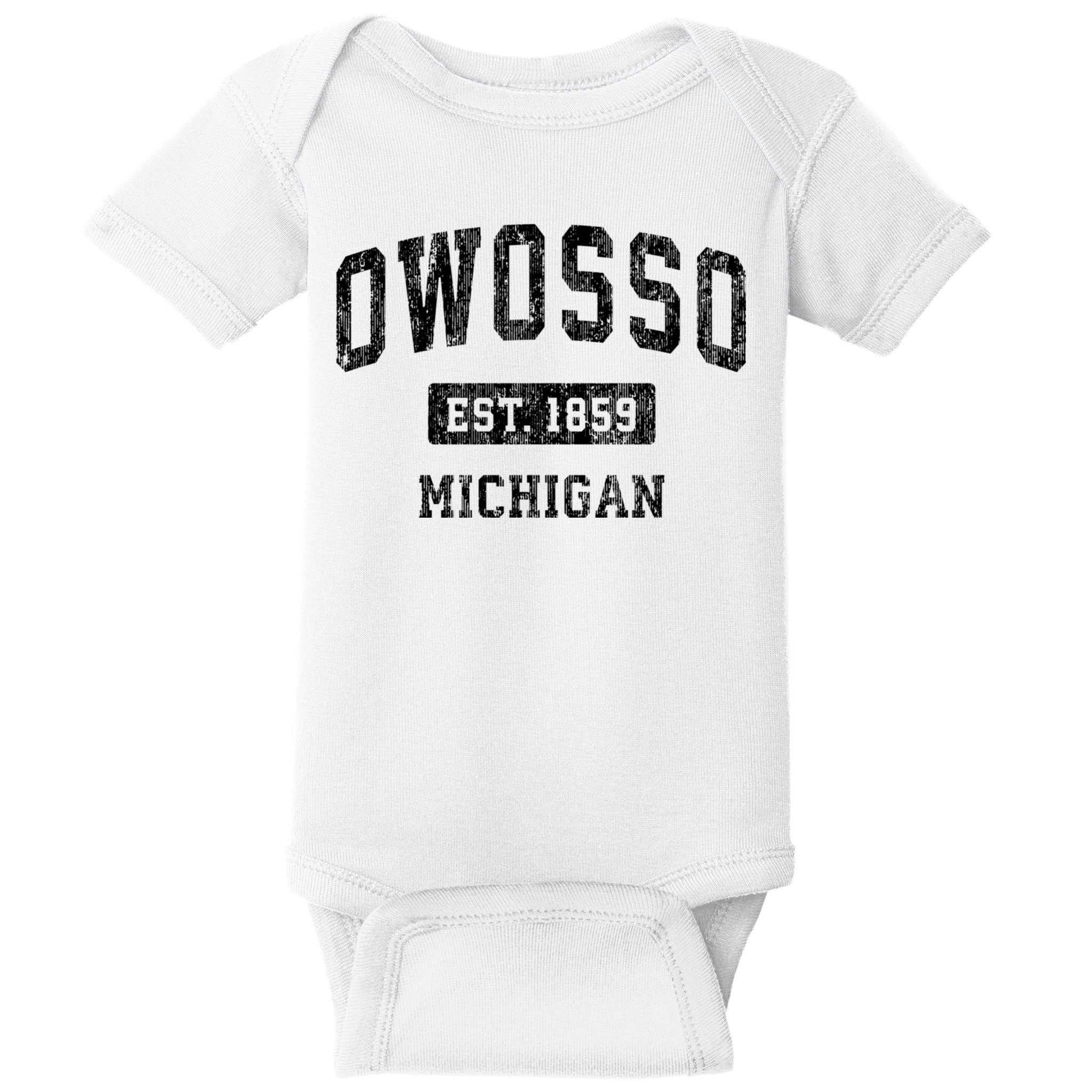 Owosso Michigan Mi Vintage Sports Established Design Baby Bodysuit