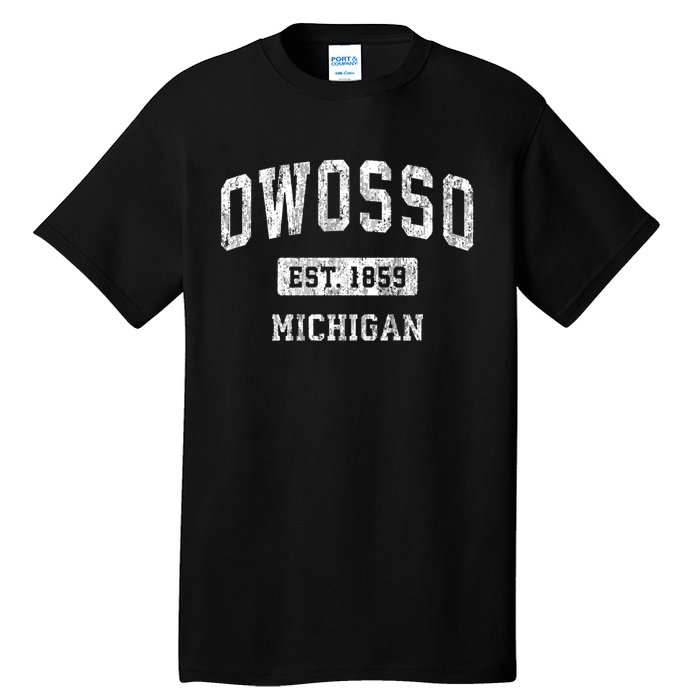 Owosso Michigan Mi Vintage Sports Established Tall T-Shirt