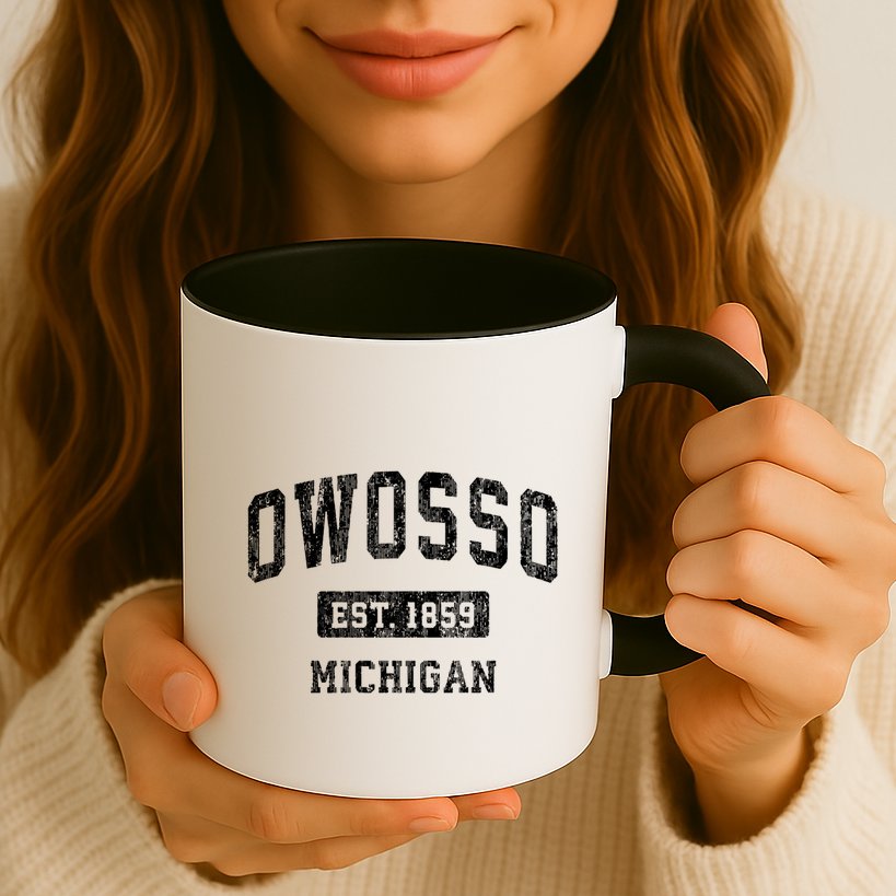 Owosso Michigan Mi Vintage Sports Established Mug