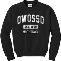 Owosso Michigan Mi Vintage Sports Established Kids Sweatshirt