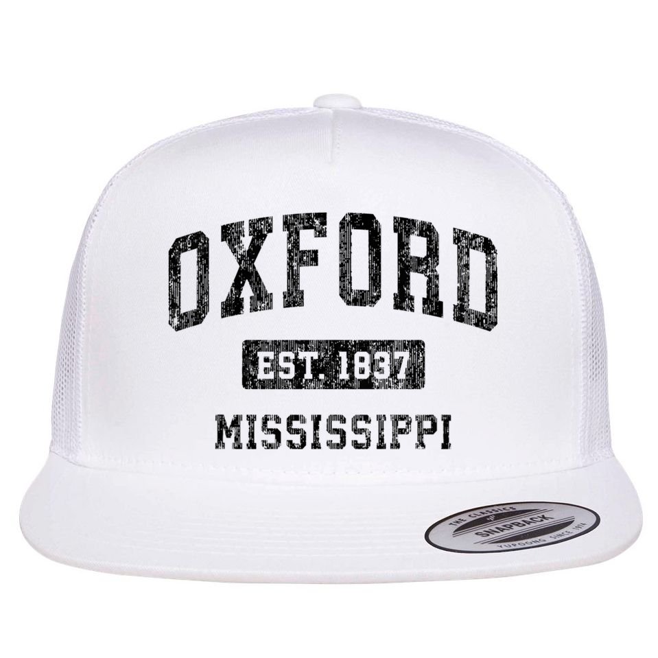 Oxford Mississippi Ms Vintage Sports Flat Bill Trucker Hat