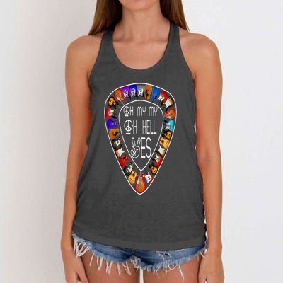 Oh Mys My Oh Hells Yes Retro Petty Guitar Music Lover Women's Knotted Racerback Tank