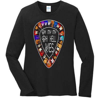 Oh Mys My Oh Hells Yes Retro Petty Guitar Music Lover Ladies Long Sleeve Shirt