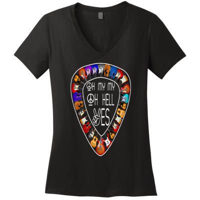 Oh Mys My Oh Hells Yes Retro Petty Guitar Music Lover Women's V-Neck T-Shirt