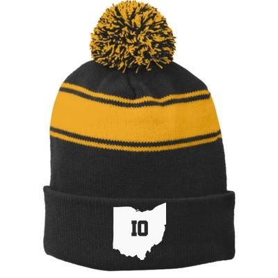 Ohio Map Matching Couple America State Wedding Toledo Akron Stripe Pom Pom Beanie