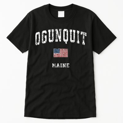 Ogunquit Maine Me Vintage American Flag Sports Design Tall T-Shirt